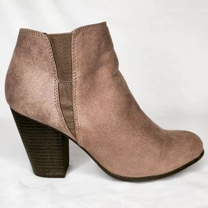 Fergalicious Punch Heeled Taupe Ankle Booties